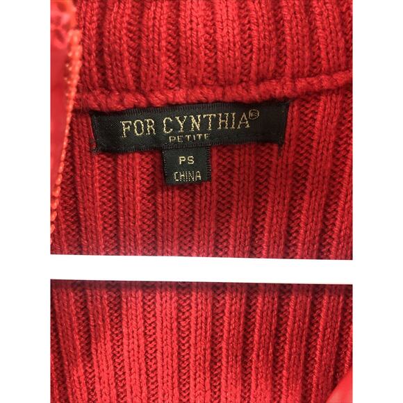 For Cynthia Quilted Vest Womens Size Petite Small Red Knit Zipper Front - Picture 3 of 4